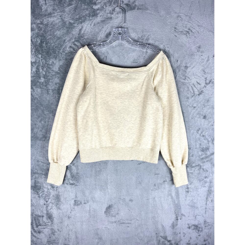 Rebecca Minkoff Ariel Sweatshirt Womens Medium Puff Sleeve Pullover Oat Melange - Picture 8 of 16